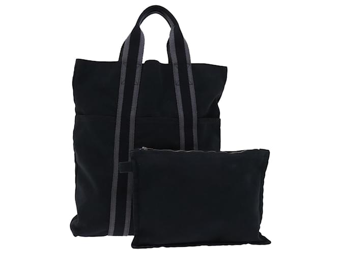 Hermès HERMES Fourre Tout Cabas Tote Bag Canvas Black Gray Auth yk12034 Grey Cloth  ref.1373050