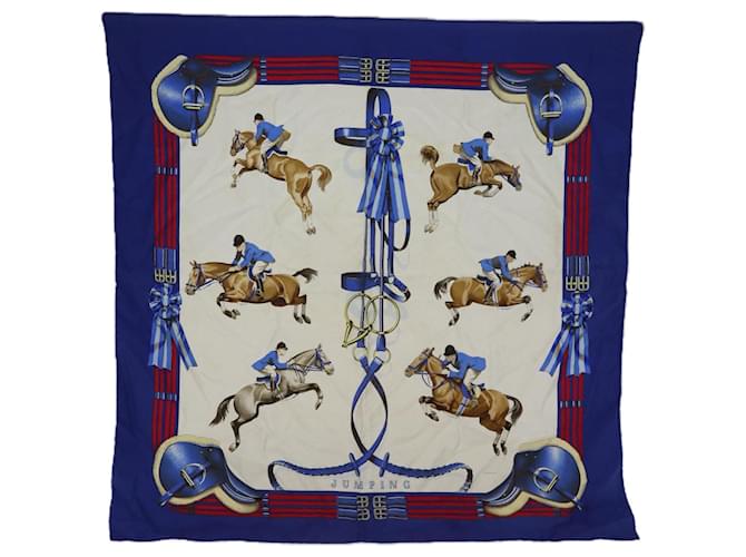 Hermès HERMES Carre 90 JUMPING Scarf Silk Blue Auth cl833  ref.1373082