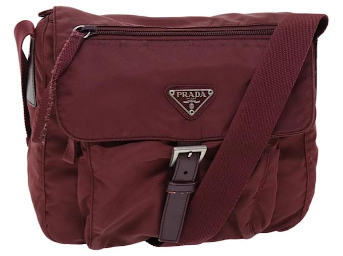 PRADA Shoulder Bag Nylon Red Auth bs14044  ref.1373097