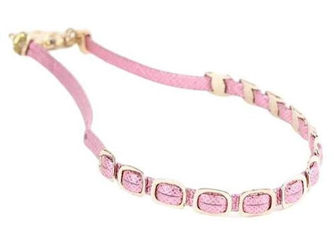 Salvatore Ferragamo Collana in pelle Rosa  ref.1373122