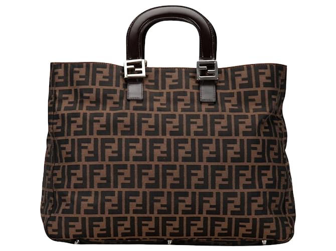 Fendi Zucca Castaño Lienzo  ref.1373322