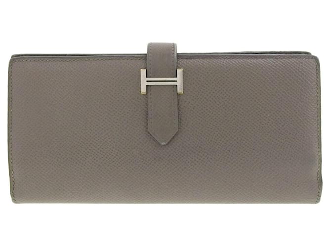 Hermès Béarn Grey Leather  ref.1373324