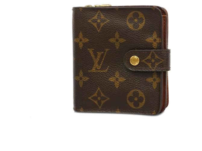 Louis Vuitton Compact zip Brown Cloth  ref.1373738