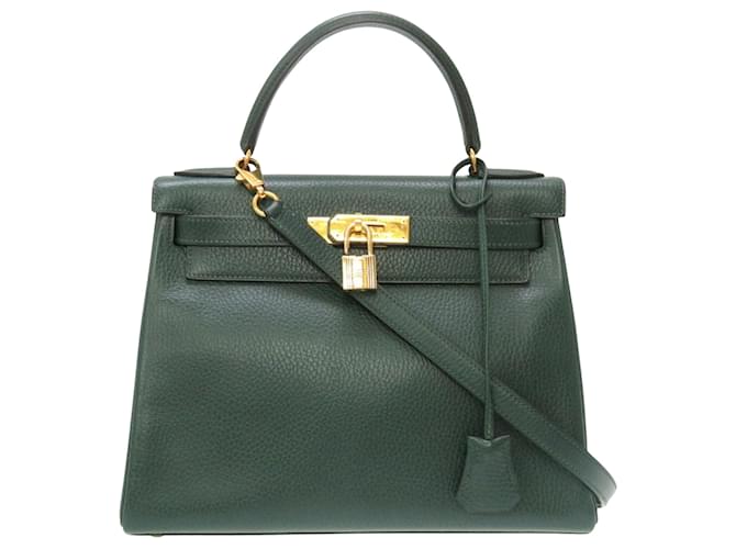 Hermès Kelly 28 Green Leather  ref.1374081