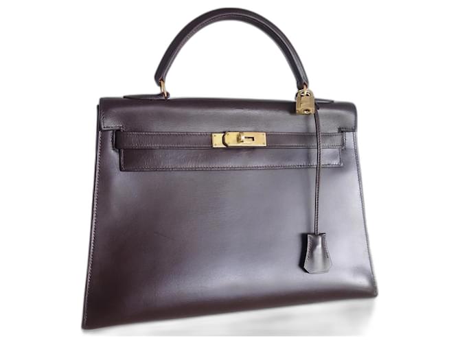 Hermès Hermes Kelly 32 vintage bag Brown Leather  ref.1374110