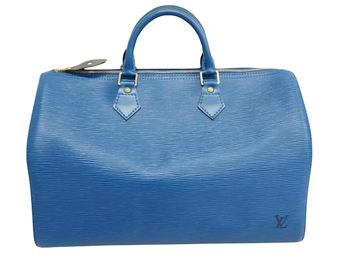 Speedy Louis Vuitton Rápido 35 Azul Couro  ref.1374128