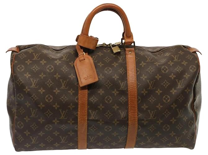 Louis Vuitton Keepall 50 Castaño Lienzo  ref.1374137