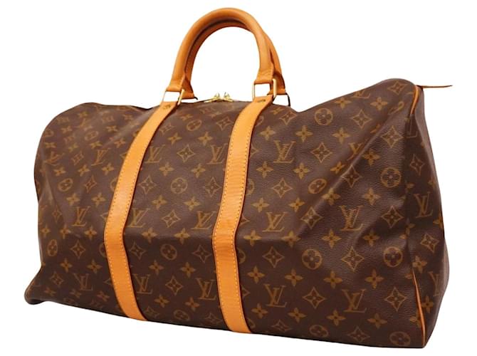 Louis Vuitton Keepall 50 Castaño Lienzo  ref.1374284