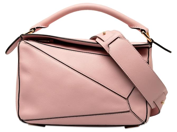 Pink Loewe Small Puzzle Satchel Leather  ref.1374426