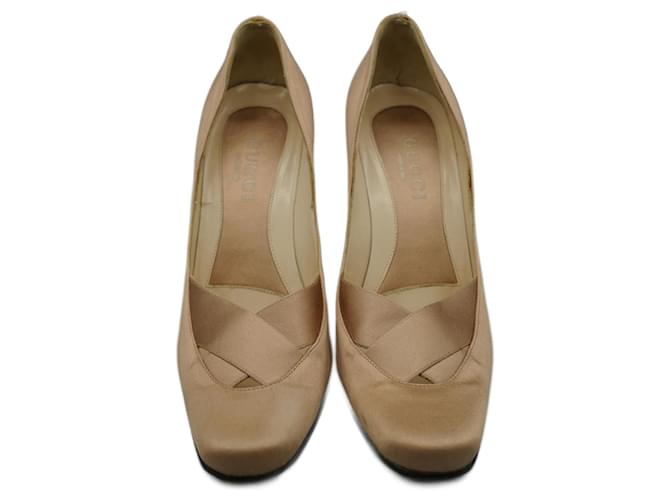 Gucci Tacones Champagne Beige Leinwand  ref.1374446