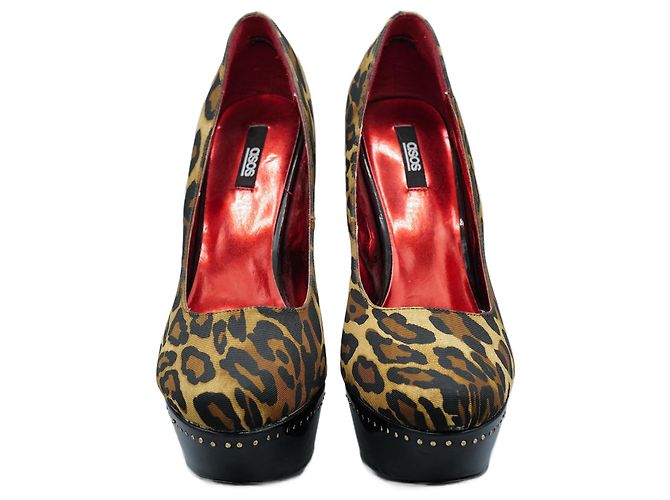 Autre Marque Tacones de Tela de Leopardo