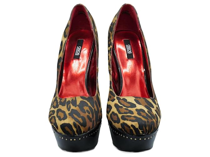 Autre Marque Tacones de toile de Leopardo Marron  ref.1374455