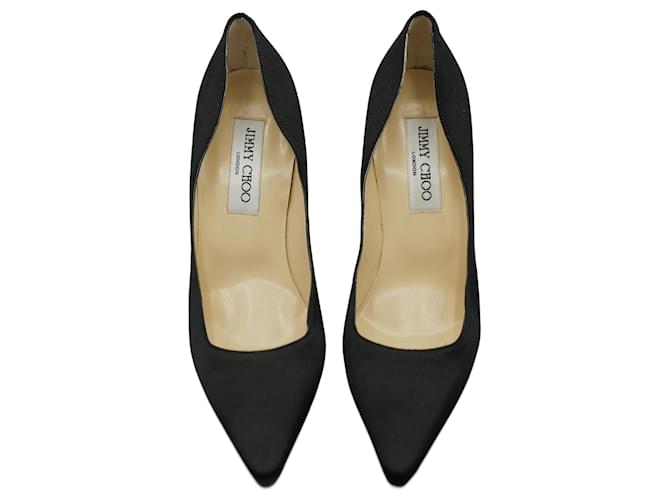 Jimmy Choo Tacones Negros de Aguja Schwarz Leinwand  ref.1374459