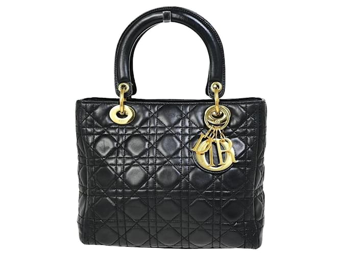 Dior Lady Dior Schwarz Leder  ref.1374483