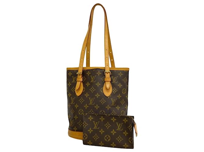 Louis Vuitton Bucket PM Castaño Lienzo  ref.1374526