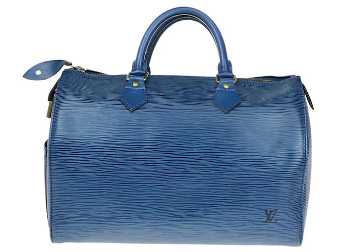 Louis Vuitton Speedy 30 Azul Cuero  ref.1374563