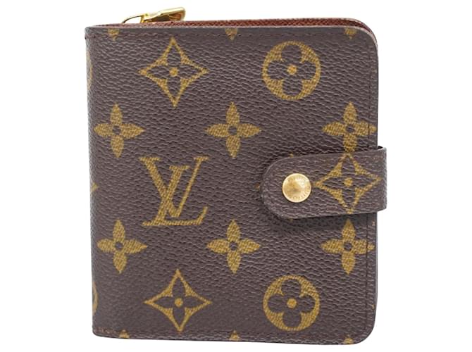 Louis Vuitton Compact zip Marrom Lona  ref.1374598