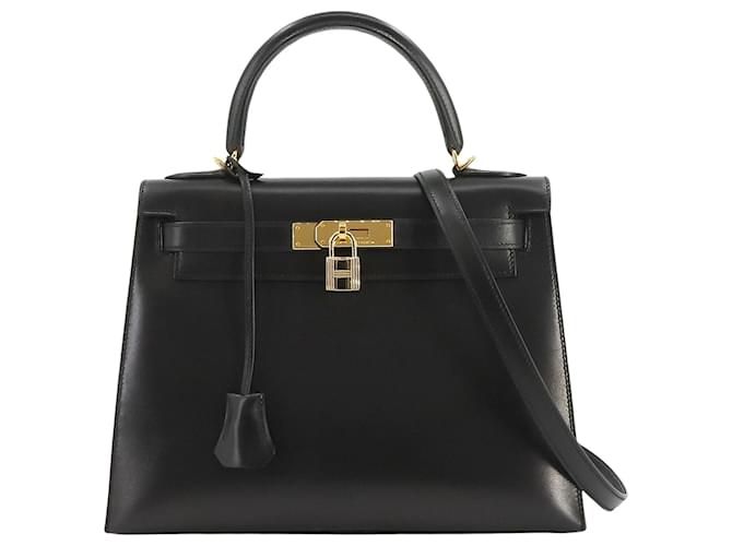 Hermès Hermes Kelly Preto Couro  ref.1374722