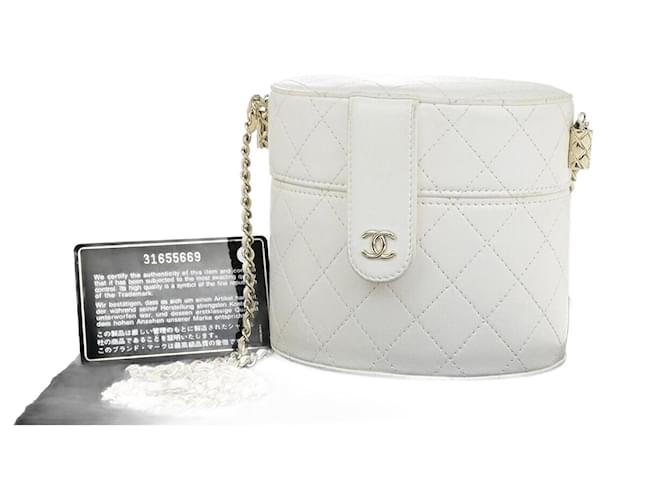Chanel Vanity Bianco Pelle  ref.1374828