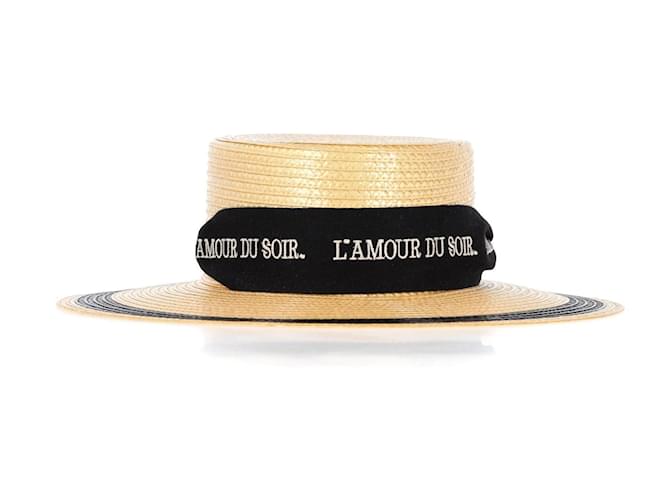 Gucci L'Amour Du Soir Straw Wide Brim Hat in Beige Vegetable Fibre Brown  ref.1374838