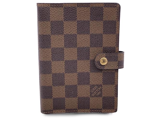 Louis Vuitton Vintage Damier Ebene Canvas 6 Ring Agenda Cover PM Brown Cloth  ref.1374891