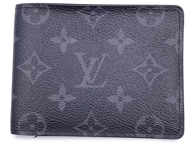 Louis Vuitton Portefeuille à deux volets en toile Monogram Eclipse Noir  ref.1374893