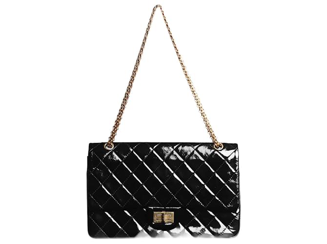 Mademoiselle Chanel Black 2013-14 patent maxi 2.55 shoulder bag Leather  ref.1374929