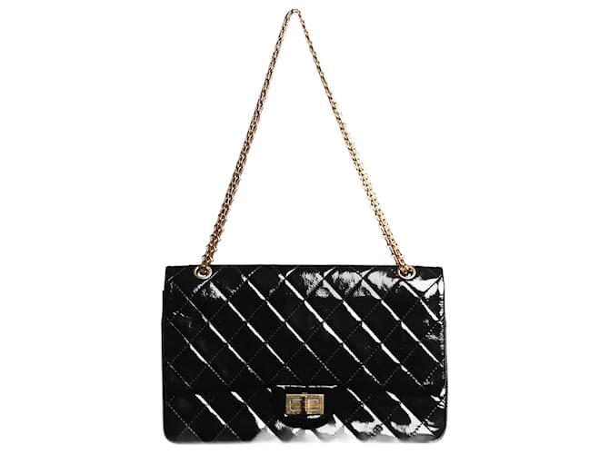 Mademoiselle Chanel Sac bandoulière maxi 2.55 verni noir 2013-14 Cuir  ref.1374929