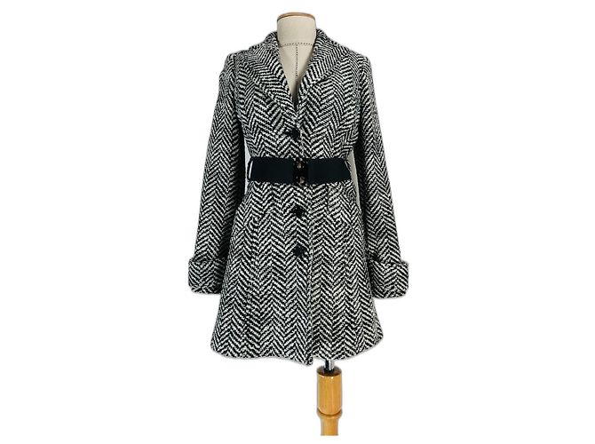 Autre Marque Abrigo ALYSI de lana negro blanco