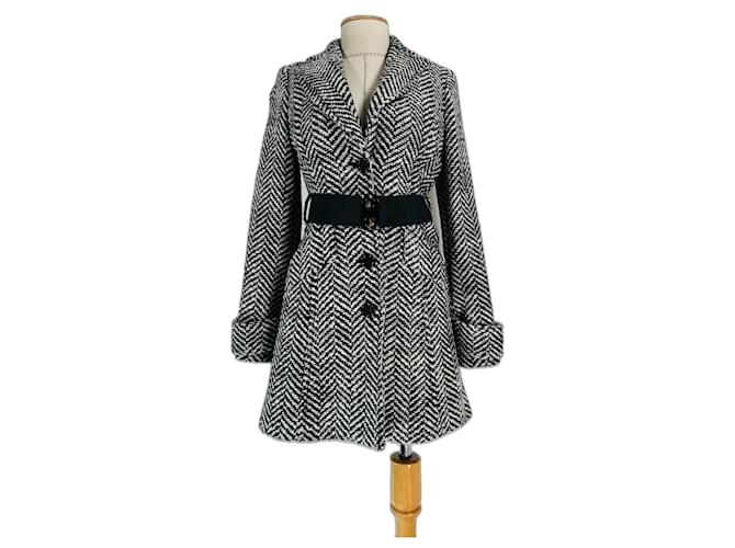Autre Marque Coats, Outerwear Black White Wool  ref.1374960
