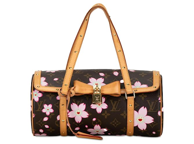 Louis Vuitton Brown x Takashi Murakami Monogram Cherry Blossom Papillon Leather Cloth  ref.1374969