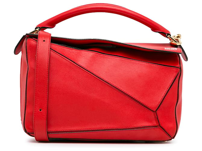 Bolso Puzzle Mediano Rojo Loewe Roja Cuero Becerro  ref.1374976