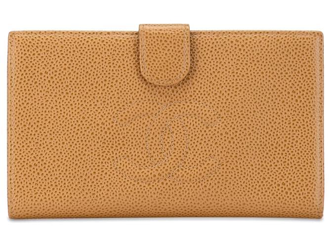 Chanel Brown CC Caviar Leather Long Wallet  ref.1374978