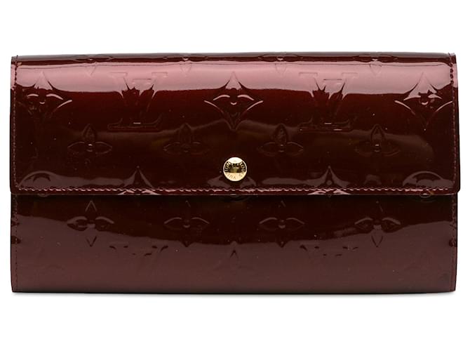 Louis Vuitton Red Monogram Vernis Sarah Wallet Dark red Leather Patent leather  ref.1374981