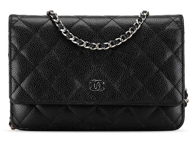 Chanel Black CC Caviar Wallet on Chain Leather  ref.1374994