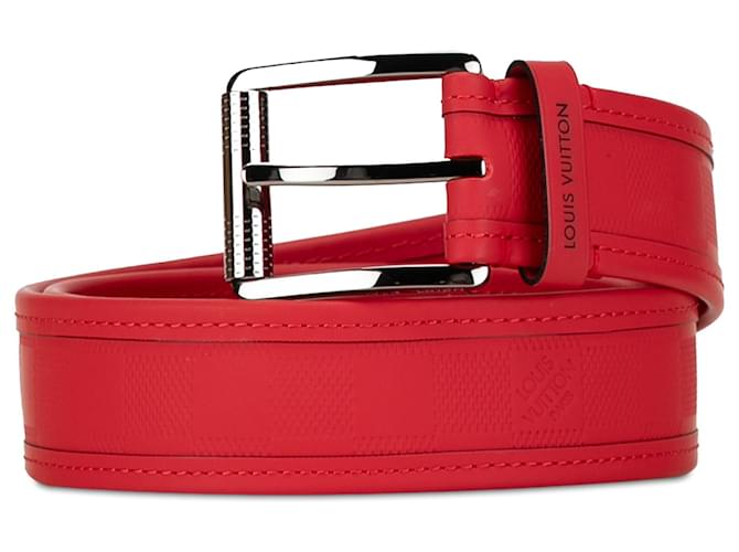 Cintura Louis Vuitton Damier Infini rossa Rosso Pelle Vitello simile a un vitello  ref.1375006