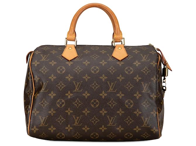 Louis Vuitton Brown Monogram Speedy 30 Leather Cloth  ref.1375012