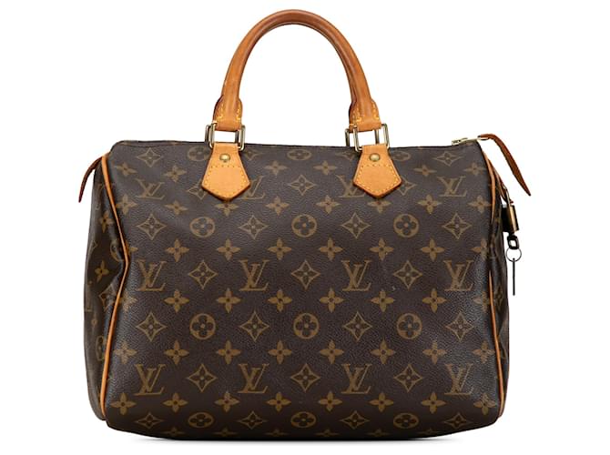 Louis Vuitton Brown Monogram Speedy 30 Leather Cloth  ref.1375022