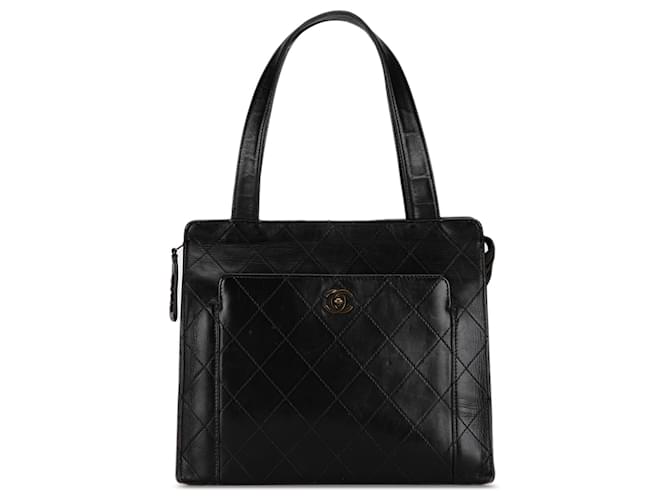 Chanel Black CC Quilted Calfskin Tote Leather Pony-style calfskin  ref.1375061