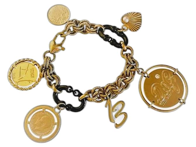 Seltenes Vintage-Armband von DOLCE & GABBANA "Token Money" in Gold. Golden Stahl  ref.1375065