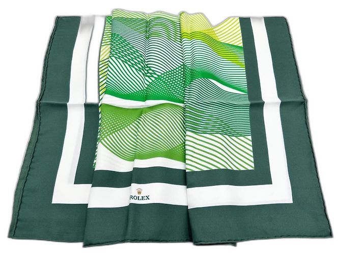 Lenço de seda verde com padrão Rolex