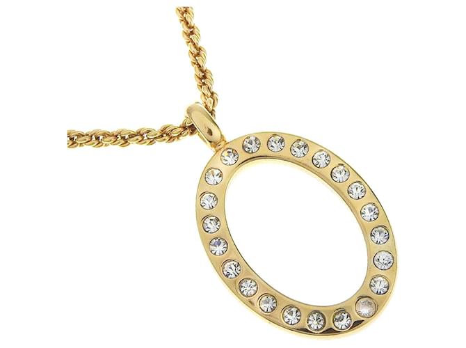 Dior Vintage Circle Rhinestone Necklace Metal Necklace in Good condition  ref.1375123