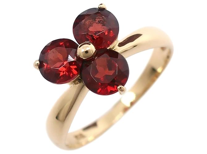 & Other Stories [LuxUness] 18k Gold Garnet Flower Ring Metal Ring in Good condition  ref.1375127