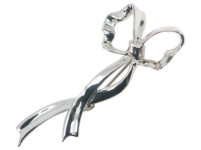 Tiffany & Co Silver Bow Broche Broche en métal en bon état  ref.1375131