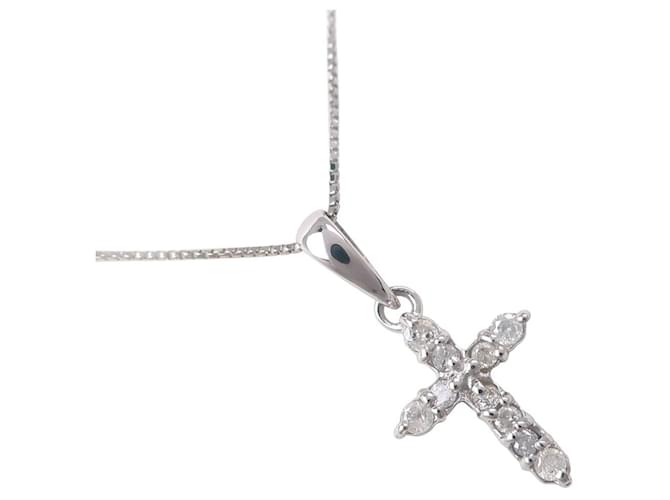 & Other Stories Autre collier pendentif croix diamant or 18 carats Collier en métal en bon état  ref.1375133