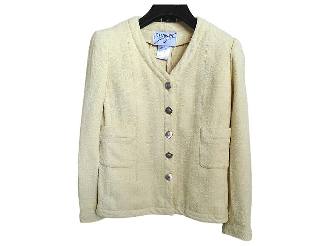 Chanel Baumwolljacke Gelb Größe 38