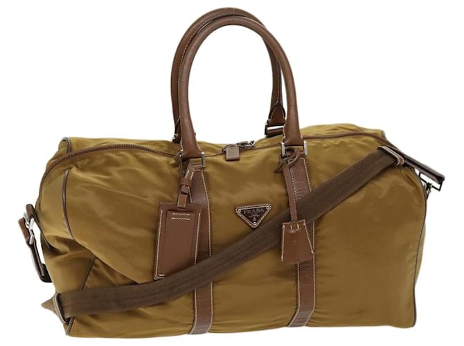 PRADA Boston Bag Nylon 2way Brown Auth 73604  ref.1375218