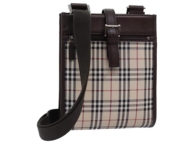 BURBERRY Nova Check Shoulder Bag Canvas Beige Brown Auth ki4418 Cloth  ref.1375226