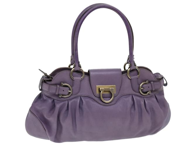 Salvatore Ferragamo Gancini Hand Bag Leather Purple Auth yk12347  ref.1375264