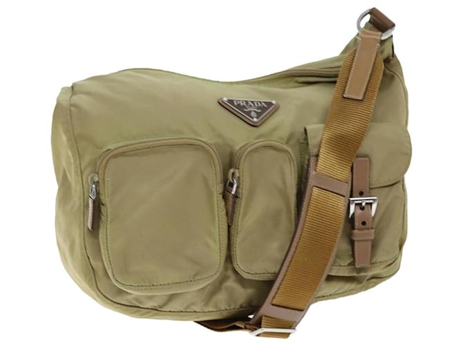 PRADA Shoulder Bag Nylon Beige Auth 73449  ref.1375272